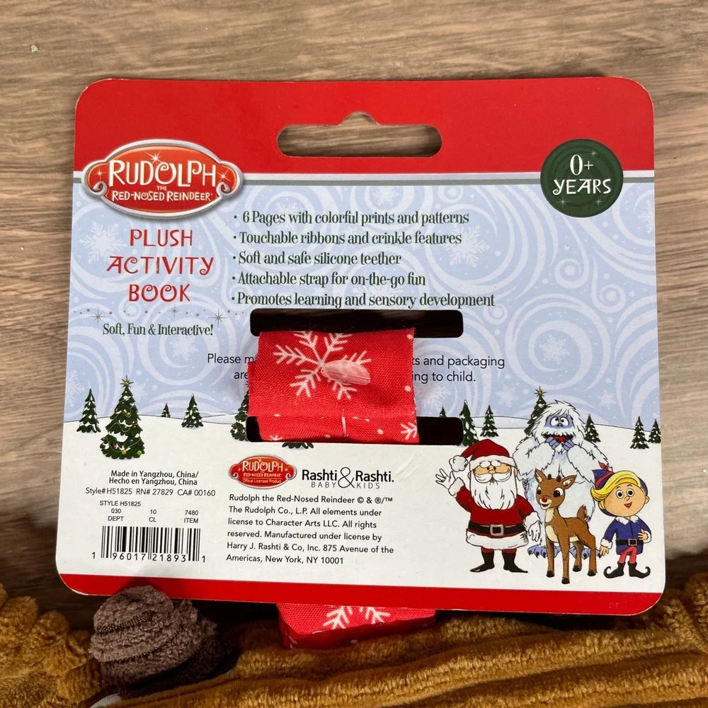 Rudolph The Red Nosed Reindeer Plush Activity Book Teether Crinkle Toddler
